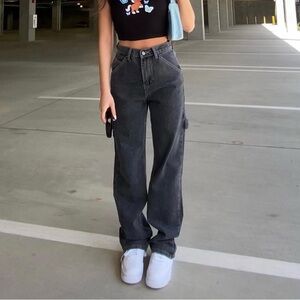 Black straight jeans